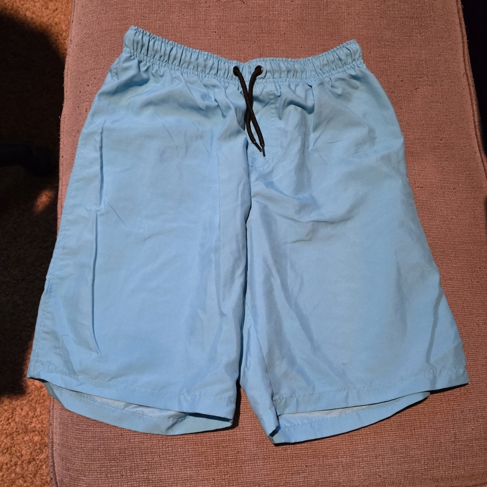 Light Blue Swim Shorts with Drawstring